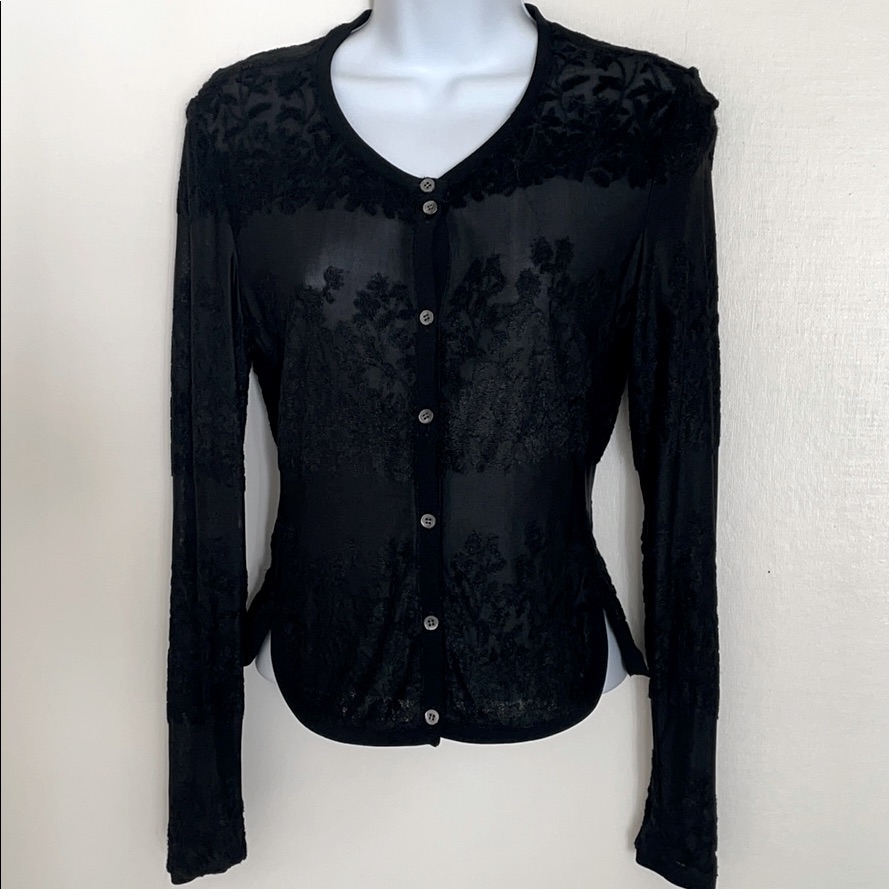 Charles Chang -Lima Women Black Lace Cardigan Sz S